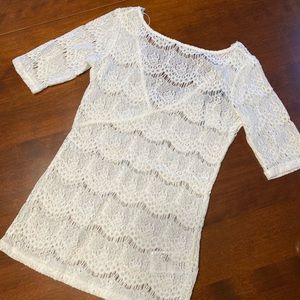 NWT Bebe White Lace Top Blouse Shirt